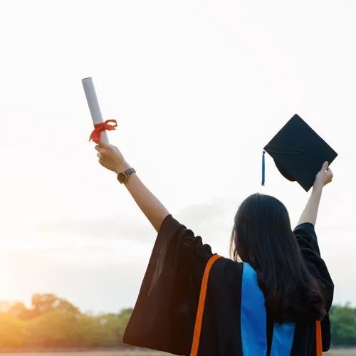 An image of a graduated university student