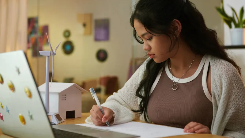An image of a girl writing