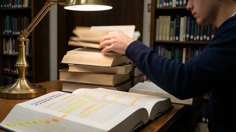 A student flipping through his books