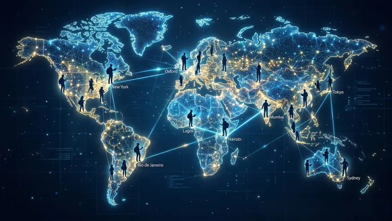 An illustration of everyone connected globally