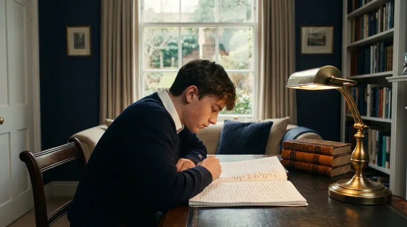 A student studying in his room