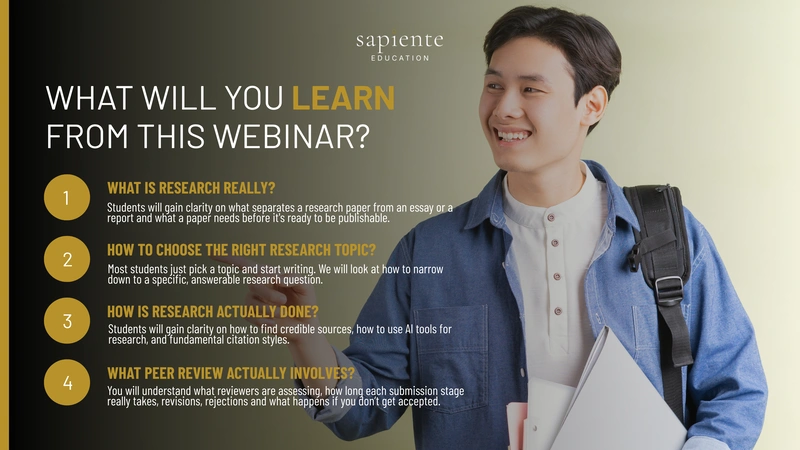 An image with the details of what students will learn from this webinar