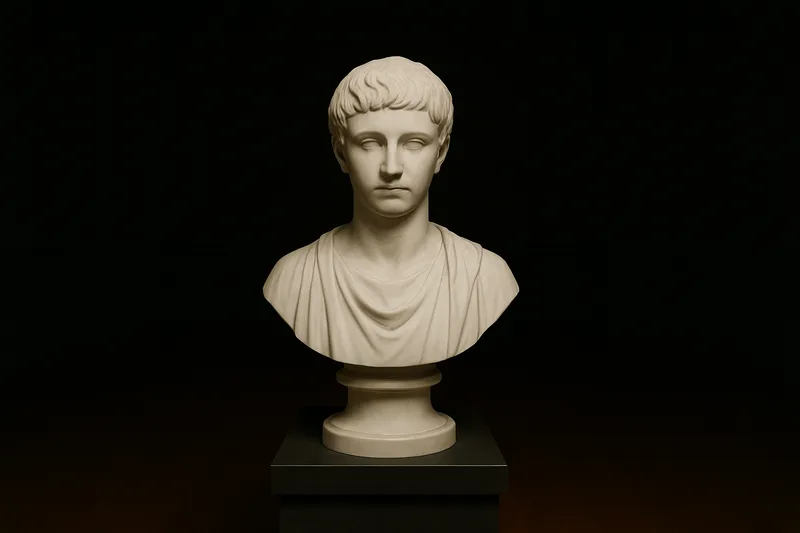 Teenager statue in dark-academia style