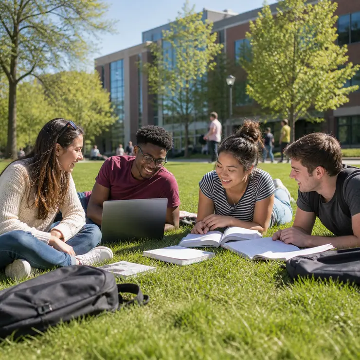 Students in the United States studying together